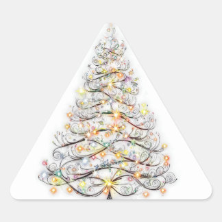 Adesivo Triangular árvore de natal elegante com luzes cintilantes
