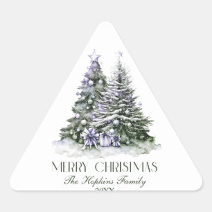Adesivo Triangular Árvore de Natal Elegante Watercolor