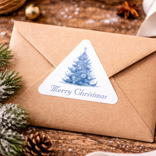 Adesivo Triangular Árvore de Natal em Azul Delft personalizável