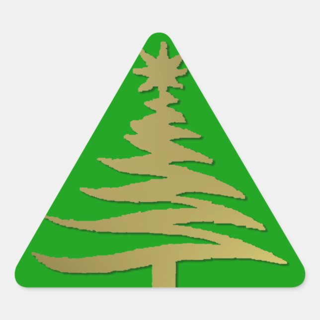 Adesivo Triangular Árvore de Natal Estêncil Dourado (Frente)