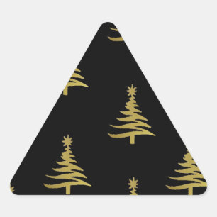 Adesivo Triangular Árvores de Natal Douradas em Preto