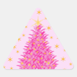 Adesivo Triangular Árvores de Natal Rosa