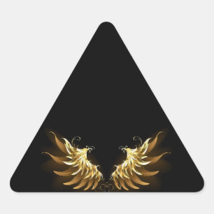 Adesivo Triangular Asas de Anjo Douradas em fundo Preto