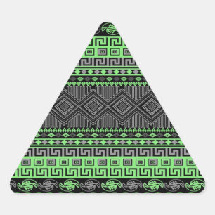 Adesivo Triangular Asteca preto cinzento verde de néon na moda do