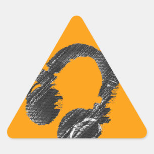 Adesivo Triangular auscultadores preto do disco-jóquei da música
