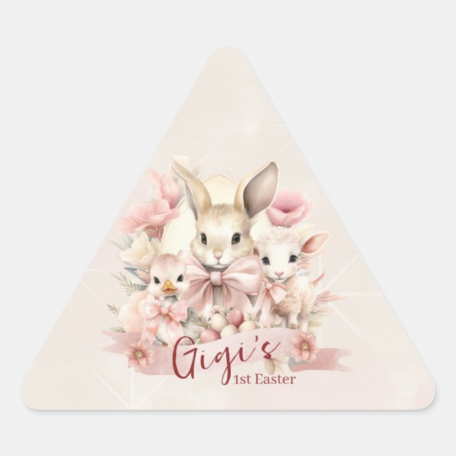 Adesivo Triangular Autocolantes personalizados, Pintinhos e carneiros (Frente)