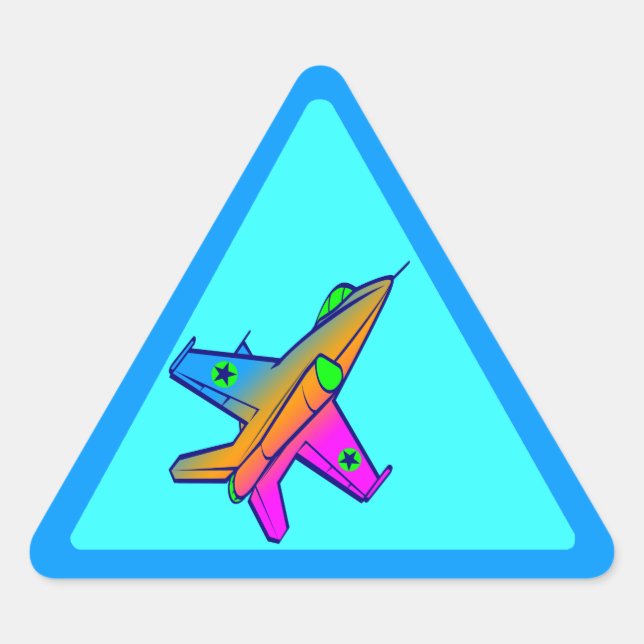 Adesivo Triangular Avião de Caça a Jato Retro Corey Tiger 80s (Frente)