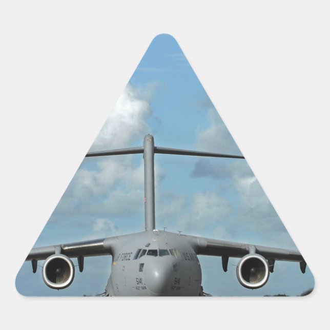 Adesivo Triangular Avião de carga militar (Frente)