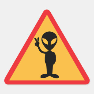 Adesivo Triangular Aviso de alienígena