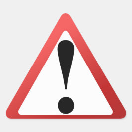Adesivo Triangular Aviso de exclamação de vermelho, preto e branco