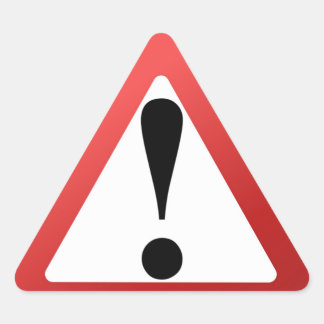 Adesivo Triangular Aviso de exclamação de vermelho, preto e branco