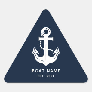 Adesivo Triangular Azul Naval Náutico Nome de Barco Personalizado