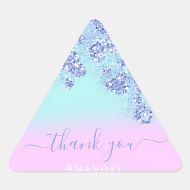 Adesivo Triangular Azul Rosa Ombré Triângulo Brilho Casamento ANIVERS (Frente)