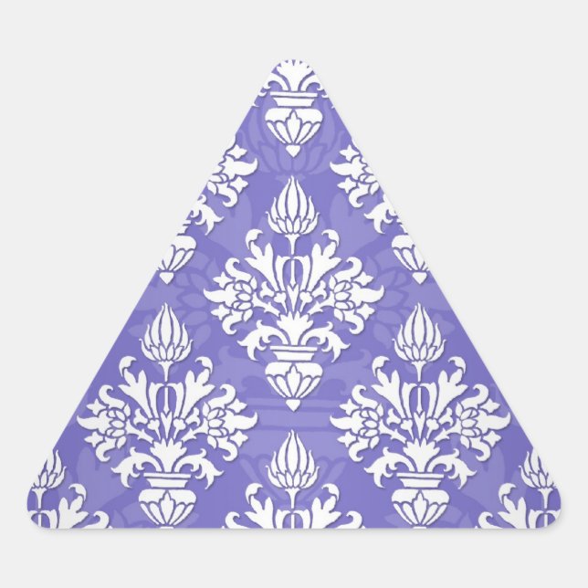Adesivo Triangular Azul Roxo Alcachofra Padrão Damask (Frente)