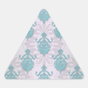Adesivo Triangular Azul Turquesa Verde e Damasco Branco Prateado
