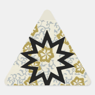 Adesivo Triangular Baha'i Star com fundo Dourado e prateado