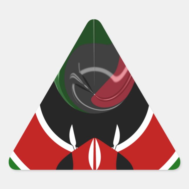 Adesivo Triangular Bandeira Fluida do Quênia: Um Design Moderno (Frente)