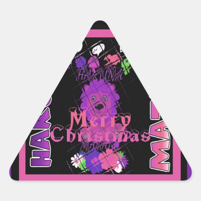 Adesivo Triangular Bebê rosa Belo Feliz Natal Hakuna Matata (Frente)