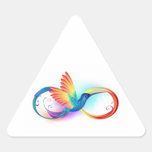 Adesivo Triangular Beija-flor Arco-íris com símbolo de Infinito (Frente)