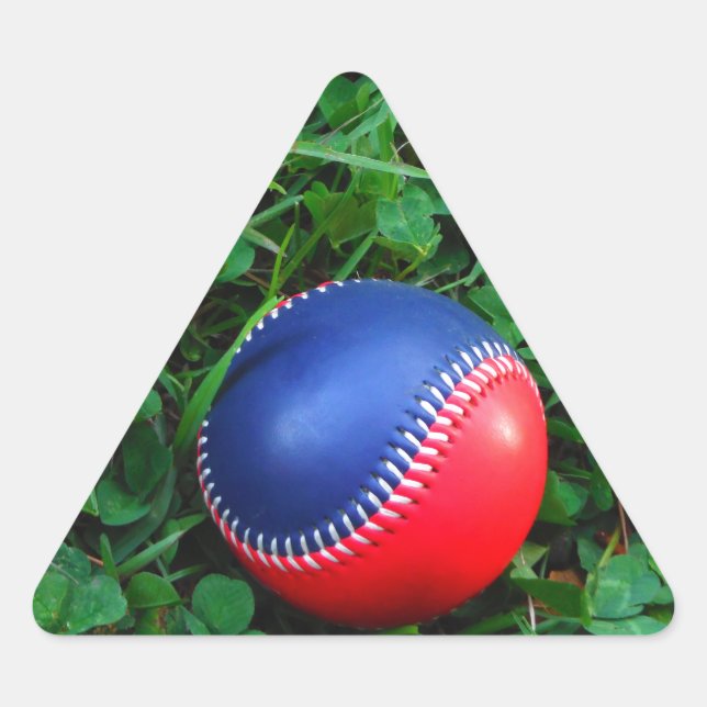 Adesivo Triangular Beisebol Vermelho e Azul com Pintura Branca (Frente)