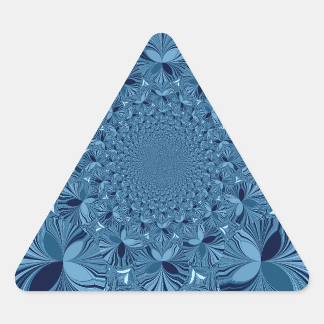 Adesivo Triangular Bela Arte de Caleidoscópio Azul Iridescente e Enca (Frente)
