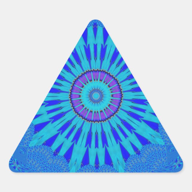 Adesivo Triangular Bela Arte de Mandala Azul Real Impressa (Frente)