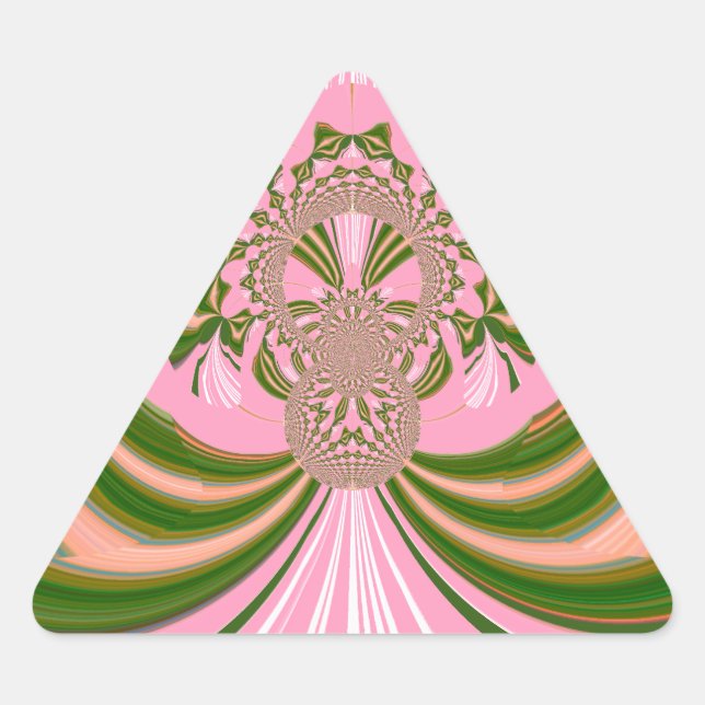 Adesivo Triangular Belo bebê rosa verde e branco Caleidoscópio (Frente)