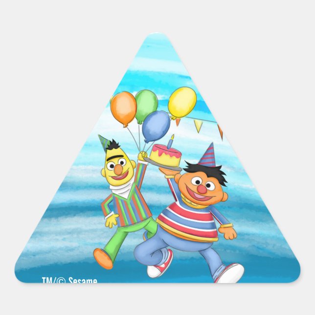 Adesivo Triangular Bert e Ernie Birthday Balloons (Frente)