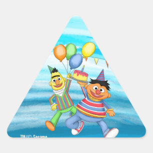 Adesivo Triangular Bert e Ernie Birthday Balloons