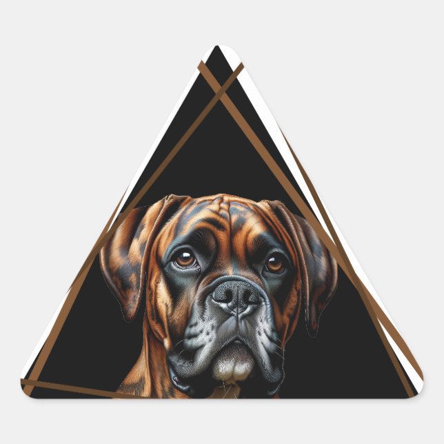 Adesivo Triangular Boxer Lab Dog Marrom e Preto Brindle (Frente)