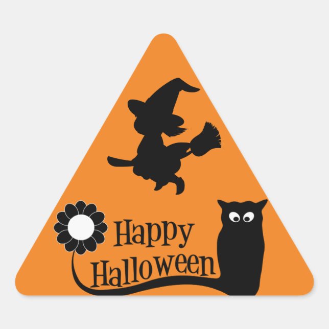 Adesivo Triangular Bruxa E Coruja (Frente)