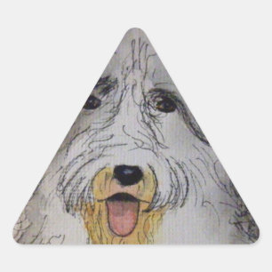 Adesivo Triangular Cachorro de Ovelha Inglês