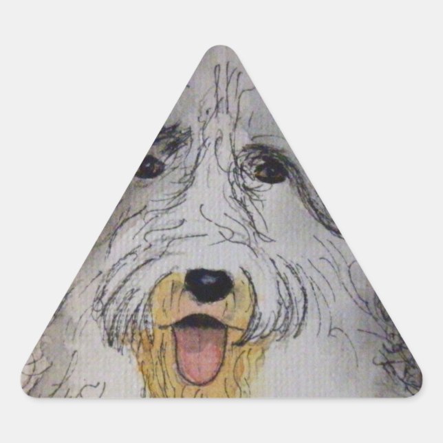 Adesivo Triangular Cachorro de Ovelha Inglês (Frente)