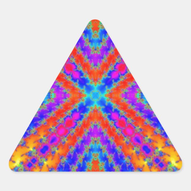 Adesivo Triangular caleidoscópio fractal colorido (Frente)