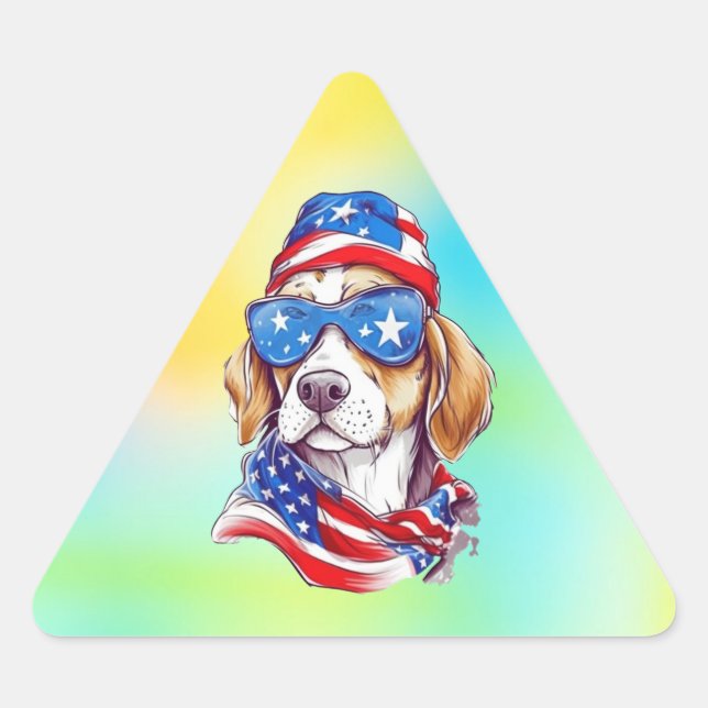 Adesivo Triangular Cão de Sublimação de 4 de Julho (Frente)