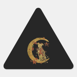 Adesivo Triangular Cão e lua Pitbull