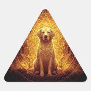Adesivo Triangular Cão Espírito ouro dentro da Geometria Sagrada