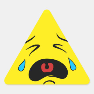 Adesivo Triangular Cara de grito triste super Emoji
