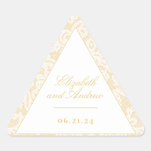Adesivo Triangular Casamento Elegante de Lace Dourado sofisticado