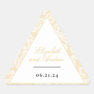 Adesivo Triangular Casamento Elegante de Lace Negro e Dourado