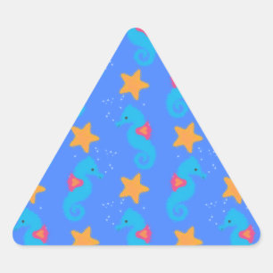 Adesivo Triangular Cavalos-marinhos Azuis E Estaleiros