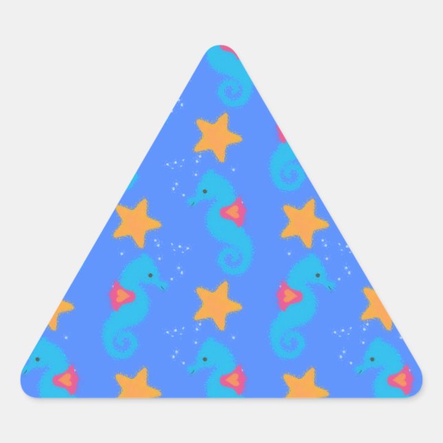 Adesivo Triangular Cavalos-marinhos Azuis E Estaleiros (Frente)