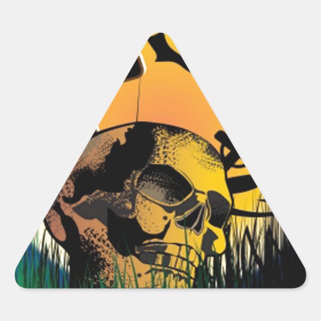 Adesivo Triangular Cena de Halloween Assombrada (Frente)