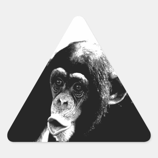 Adesivo Triangular Chimpanzé Branco Preto (Frente)