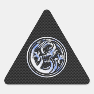 Adesivo Triangular Chrome style Dragon badge on Carbon Fiber Print