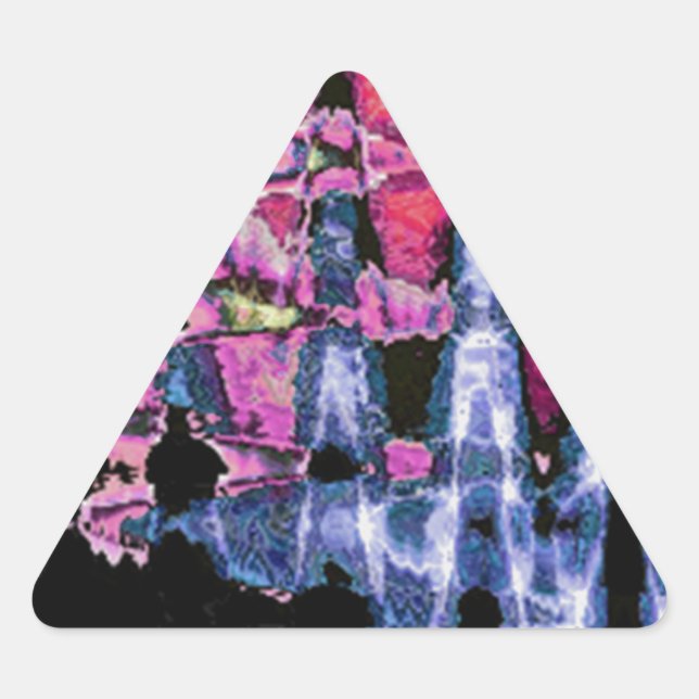 Adesivo Triangular Cinzas de Cinza Roxo bonito e Aquarelas Negras (Frente)