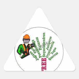 Adesivo Triangular Cirurgião Árvore Arborista no trabalho presente