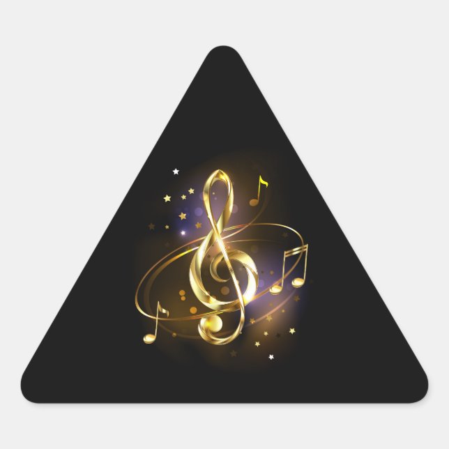 Adesivo Triangular Clef Musical Triplo Dourado (Frente)