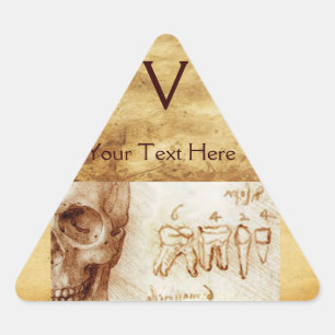 Adesivo Triangular CLÍNICA DENTAL, triângulo com pergaminho monOGRAMA