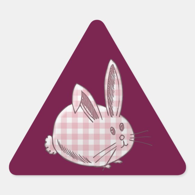 Adesivo Triangular coelho rosa-gingham (Frente)
